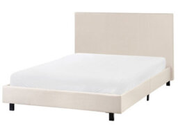 Wyld And Coco Astrahome Beige Upholstered Slatted Bed Frame Small Double 4Ft, Wide Padded Headboard, Slim Black Legs - thumbnail 3