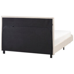 Wyld And Coco Astrahome Beige Upholstered Slatted Bed Frame Small Double 4Ft, Wide Padded Headboard, Slim Black Legs - thumbnail 6