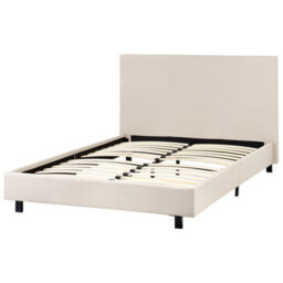 Wyld And Coco Astrahome Beige Upholstered Slatted Bed Frame Small Double 4Ft, Wide Padded Headboard, Slim Black Legs - thumbnail 4