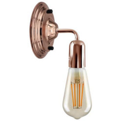 Industrial Wall Light Vintage Metal Wall Sconce Lamp Led E27 Lighting Fixture Rose Gold, With Bulb - thumbnail 1