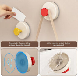 4 Pack Suction Cup Hooks For Kitchen And Bathroom, Reusable, No Drilling Required, Strong Multifunctional Wall Robe - thumbnail 2