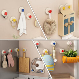 4 Pack Suction Cup Hooks For Kitchen And Bathroom, Reusable, No Drilling Required, Strong Multifunctional Wall Robe - thumbnail 3
