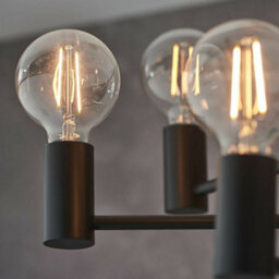 Semi Flush Ceiling Lamp Matt Black 6X Bulb Multi Light Industrial Urban Pendant - thumbnail 5