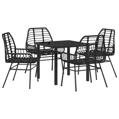 Berkfield Modern Garden Dining Set 5 Pcs Black Poly Rattan - image 1