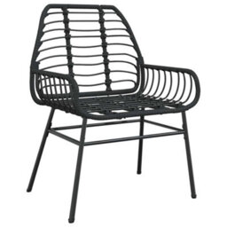 Berkfield Modern Garden Dining Set 5 Pcs Black Poly Rattan - thumbnail 6