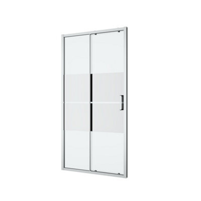 GoodHome Ledava Chrome Effect Mirror Strip Sliding Shower Door (H)195Cm (W)100Cm - image 1