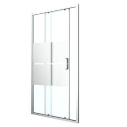 GoodHome Ledava Chrome Effect Mirror Strip Sliding Shower Door (H)195Cm (W)100Cm - thumbnail 3