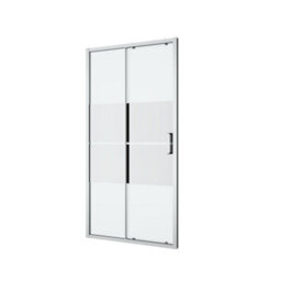 GoodHome Ledava Chrome Effect Mirror Strip Sliding Shower Door (H)195Cm (W)100Cm - thumbnail 1