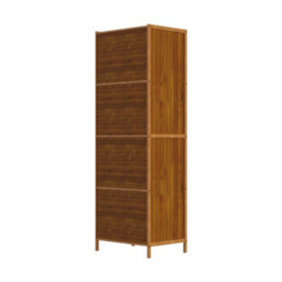 Darphe 4 Tier Open Bookcase Moso Bamboo Mdf Wood Colour Slim Profile Storage Shelf - thumbnail 5