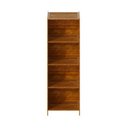 Darphe 4 Tier Open Bookcase Moso Bamboo Mdf Wood Colour Slim Profile Storage Shelf - thumbnail 4