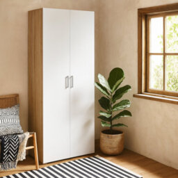 Wyld Haus Wilde 2-Door Wardrobe In Natural Oak Effect And White Gloss - thumbnail 2