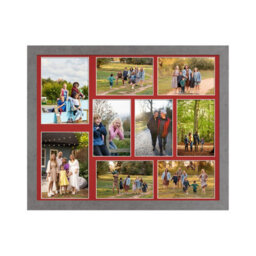 AK Frames 20X16 Marble Grey Modern Multi Photo Frame With Crimson Mount - Holds 9 Apertures (2X) 7X5, (7X) 6X4 Photos