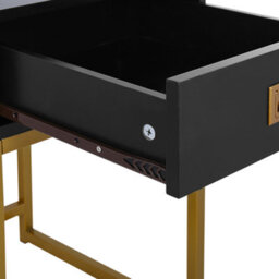 Beliani Glamour Home Side Table 40 X 40 Cm Black Mdf With Gold Metal Base And Drawer - Bedside Nightstand - thumbnail 6