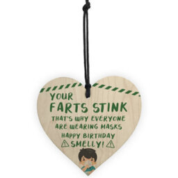 Red Ocean Rude Birthday Gift For Her Him Wooden Heart Funny Quarantine Lockdown Gift - thumbnail 5