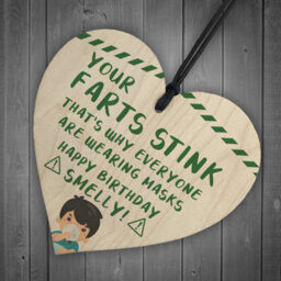Red Ocean Rude Birthday Gift For Her Him Wooden Heart Funny Quarantine Lockdown Gift - thumbnail 6