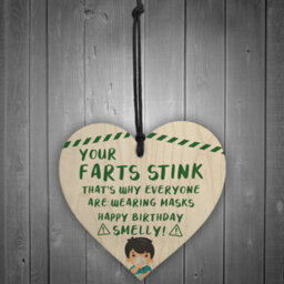 Red Ocean Rude Birthday Gift For Her Him Wooden Heart Funny Quarantine Lockdown Gift - thumbnail 2