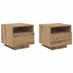 Berkfield Modern Bedside Cabinets With Led Lights 2 Pcs Artisan Oak 40X39X37 Cm - thumbnail 1