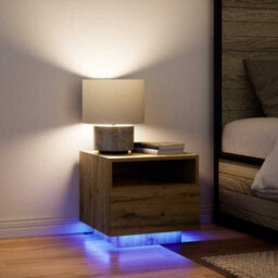 Berkfield Modern Bedside Cabinets With Led Lights 2 Pcs Artisan Oak 40X39X37 Cm - thumbnail 5