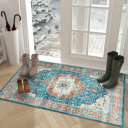 Ameha Luxurious Nonslip Cashmere Area Rugs Regal Living Room Carpets Door Blue Rust Mats 60 X 110 Cm - thumbnail 7