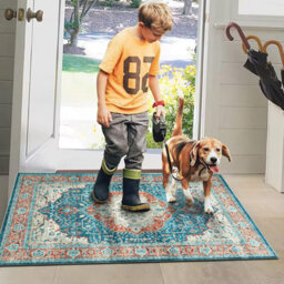 Ameha Luxurious Nonslip Cashmere Area Rugs Regal Living Room Carpets Door Blue Rust Mats 60 X 110 Cm - thumbnail 2