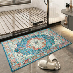 Ameha Luxurious Nonslip Cashmere Area Rugs Regal Living Room Carpets Door Blue Rust Mats 60 X 110 Cm - thumbnail 4