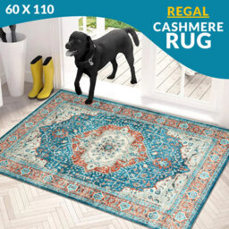 Ameha Luxurious Nonslip Cashmere Area Rugs Regal Living Room Carpets Door Blue Rust Mats 60 X 110 Cm