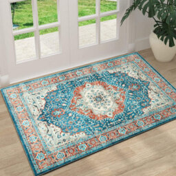 Ameha Luxurious Nonslip Cashmere Area Rugs Regal Living Room Carpets Door Blue Rust Mats 60 X 110 Cm - thumbnail 8