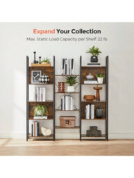 LEDREM 5-Tier Bookcase With 14 Shelves, Book Shelf With Metal Frame, 24 X 158 X 166 Cm - thumbnail 1