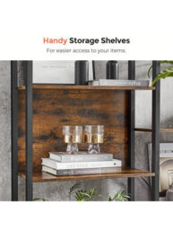 LEDREM 5-Tier Bookcase With 14 Shelves, Book Shelf With Metal Frame, 24 X 158 X 166 Cm - thumbnail 4