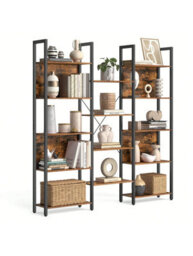 LEDREM 5-Tier Bookcase With 14 Shelves, Book Shelf With Metal Frame, 24 X 158 X 166 Cm - thumbnail 7