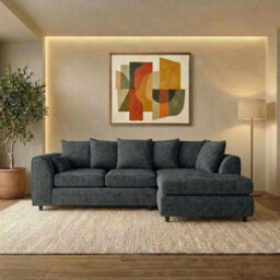 Gamzo Outlet L Shape Sofa Right Hand Facing Beige Firm Seating Couch Strong Wooden Frame Alaska Fabric Corner Sofa - thumbnail 1