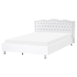 Beliani Ottoman Bed Faux Leather Metz 160 X 200 Cm (Eu King Size) White - thumbnail 5