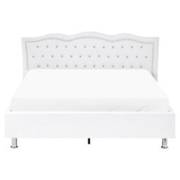 Beliani Ottoman Bed Faux Leather Metz 160 X 200 Cm (Eu King Size) White - thumbnail 6