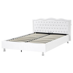 Beliani Ottoman Bed Faux Leather Metz 160 X 200 Cm (Eu King Size) White - thumbnail 4