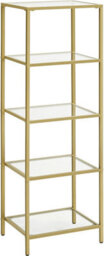 Songmics Glass Display Shelf, Bookcase, 5 Tier Organizer, Shelves, Tempered Glass, Easy Installation, Metallic Gold - thumbnail 8