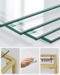 Songmics Glass Display Shelf, Bookcase, 5 Tier Organizer, Shelves, Tempered Glass, Easy Installation, Metallic Gold - thumbnail 5