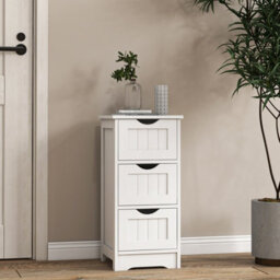 Costway 3 Drawers Bathroom Floor Cabinet Wood Storage Cupboard Organizer Free Standing Chest Of Drawers - thumbnail 1