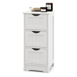 Costway 3 Drawers Bathroom Floor Cabinet Wood Storage Cupboard Organizer Free Standing Chest Of Drawers - thumbnail 2