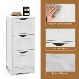 Costway 3 Drawers Bathroom Floor Cabinet Wood Storage Cupboard Organizer Free Standing Chest Of Drawers - thumbnail 7
