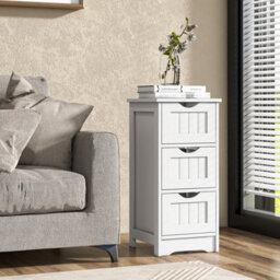 Costway 3 Drawers Bathroom Floor Cabinet Wood Storage Cupboard Organizer Free Standing Chest Of Drawers - thumbnail 8