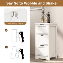 Costway 3 Drawers Bathroom Floor Cabinet Wood Storage Cupboard Organizer Free Standing Chest Of Drawers - thumbnail 5