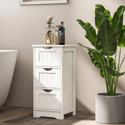 Costway 3 Drawers Bathroom Floor Cabinet Wood Storage Cupboard Organizer Free Standing Chest Of Drawers - thumbnail 9