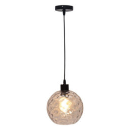 First Choice Lighting Barnum - Clear Dimple Glass Globe With Black Pendant Fitting - thumbnail 2