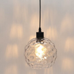 First Choice Lighting Barnum - Clear Dimple Glass Globe With Black Pendant Fitting - thumbnail 6