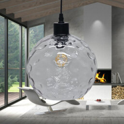 First Choice Lighting Barnum - Clear Dimple Glass Globe With Black Pendant Fitting - thumbnail 4