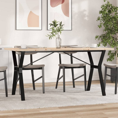 Walplus Dining Table Y-Frame 160X80X75.5 Cm Solid Wood Pine And Steel - image 1