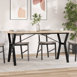Walplus Dining Table Y-Frame 160X80X75.5 Cm Solid Wood Pine And Steel - thumbnail 1
