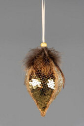 Shatchi 14Cm Gold Teardrop Bauble - Christmas Hanging Decoration - thumbnail 2