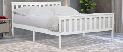 Save On Goods UK 5Ft King Size White Painted Wood Wooden Bed Frame, Pine Wood Painted In White Bedstead - image 1