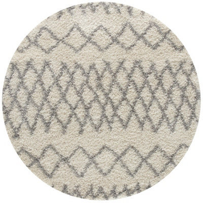 The Rugs Moroccan Shaggy Rugs And Runners Soft Fluffy Tribal Design High Pile Ivory And Grey Living Room Kitchen Hallway 900 - image 1